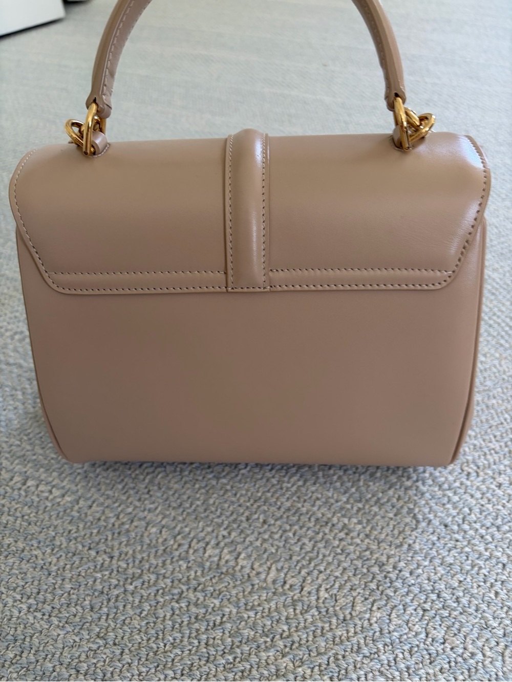 Celine Taupe Leather Top-Handle Shoulder Bag with Gold Hardware - Picture 9 of 10